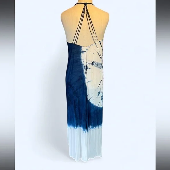 💙Tie-Dye Maxi Dress Blue & White Boho 🤍 By the Sea - Picture 2 of 4
